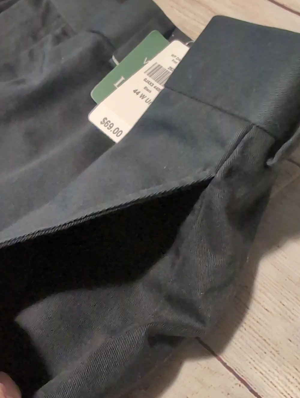 L. L. Bean Men's Black Wrinkle Free Plain Front Cotton Dress Chino Pants Size 44